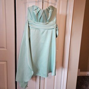 Mint green bridesmaid dress.